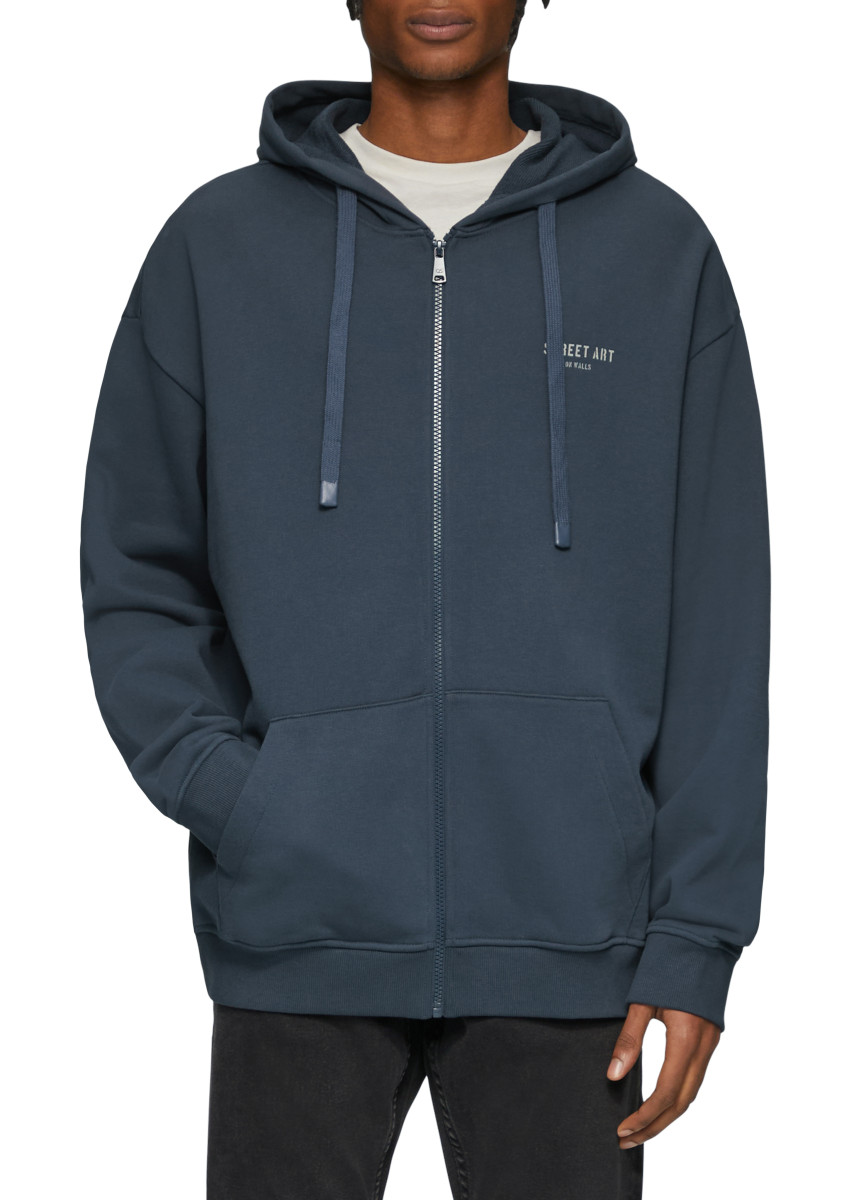 Sweathirt-Jacke mit Kapuze und Frontdruck