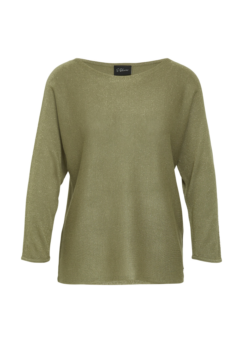 Pullover mit Glitzergarn oliv