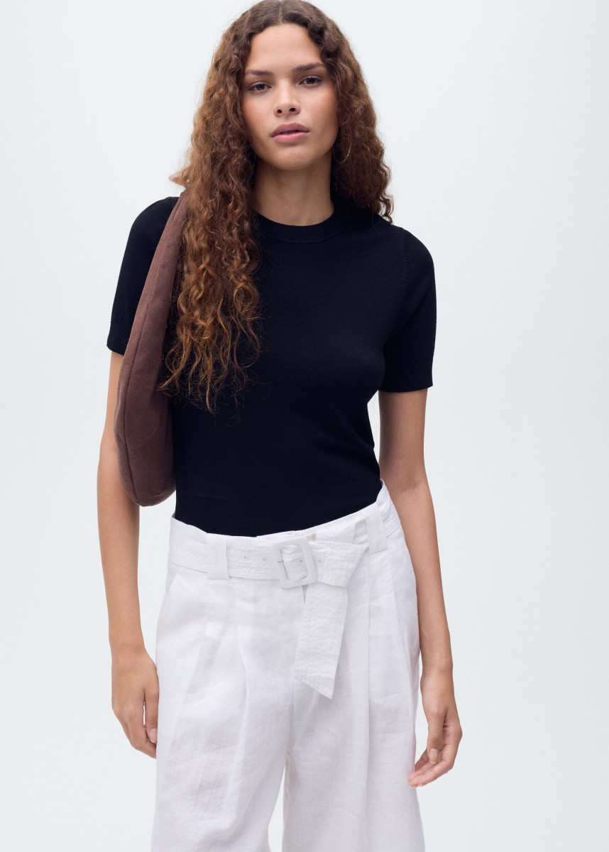 Kurzarm Feinstrickpullover