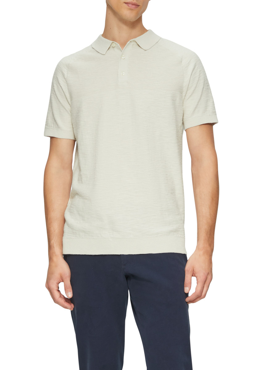Gestricktes Poloshirt mit Flammgarnstruktur