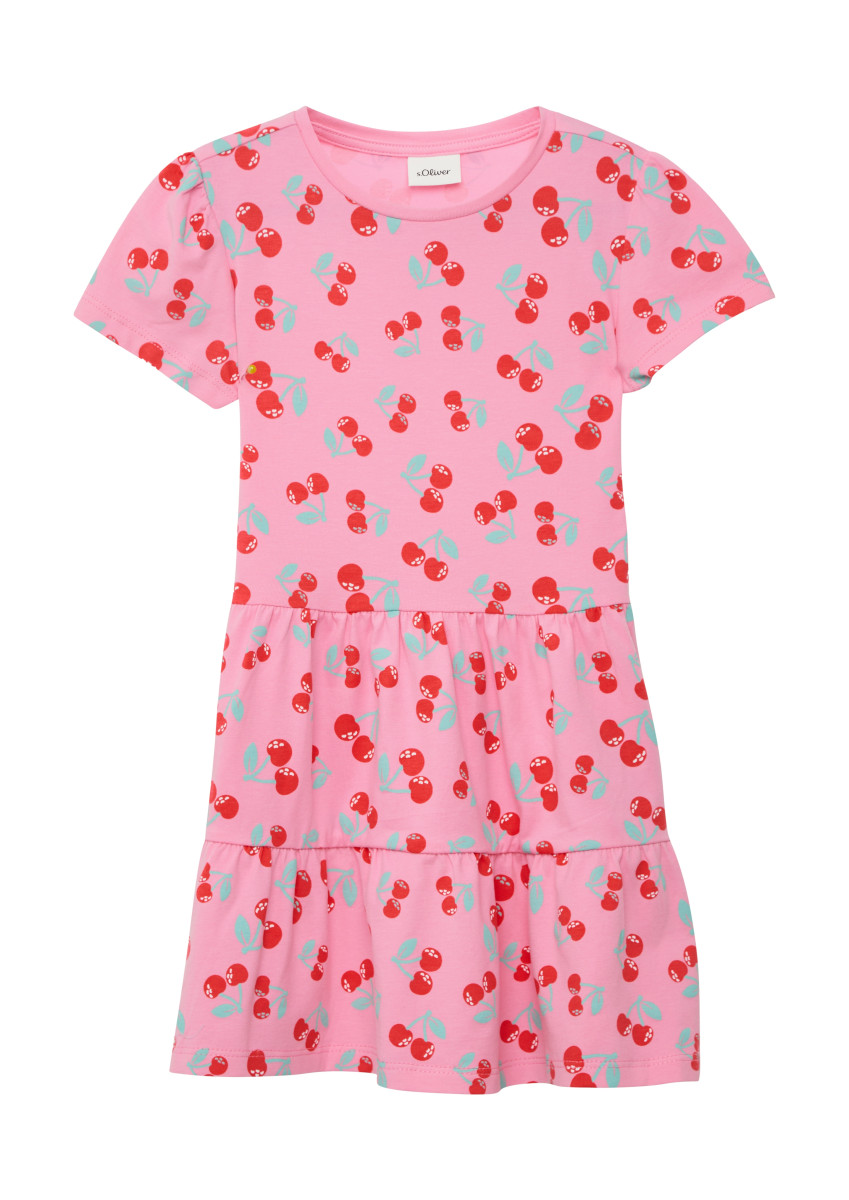 Stufenkleid mit Puffärmeln pink