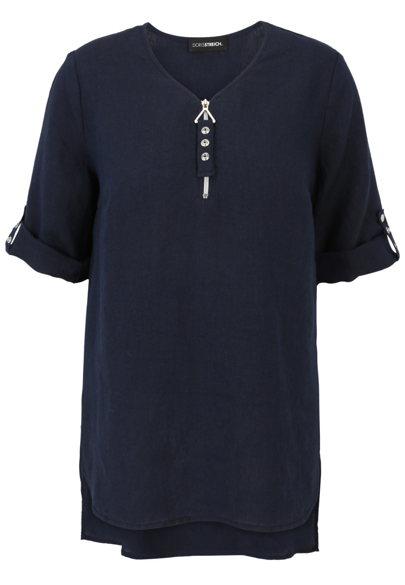 Leinen-Bluse dunkelblau