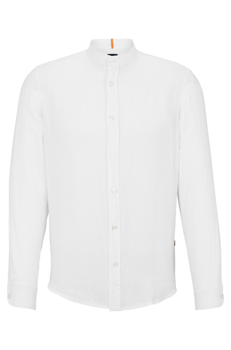 Regular-Fit Hemd aus Leinen-Canvas weiß