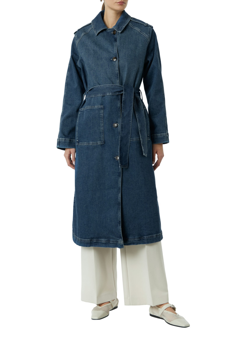Elastischer Denim-Trenchcoat