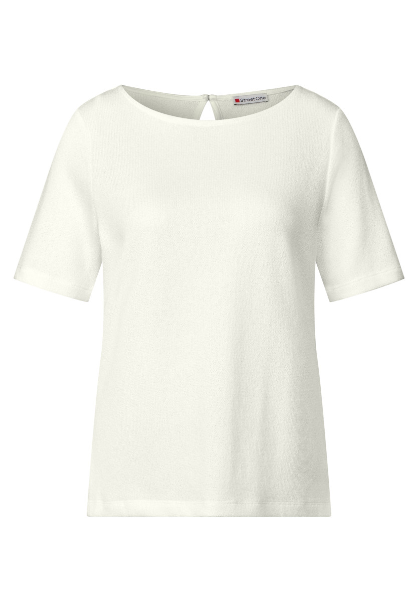 Strick-Look T-Shirt weiß