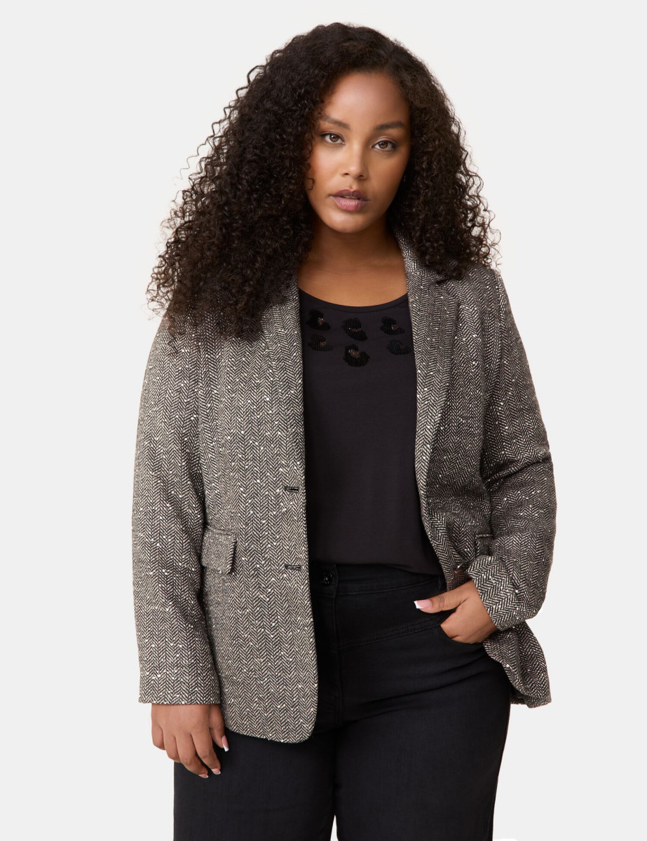 Blazer mit Fischgratenmuster