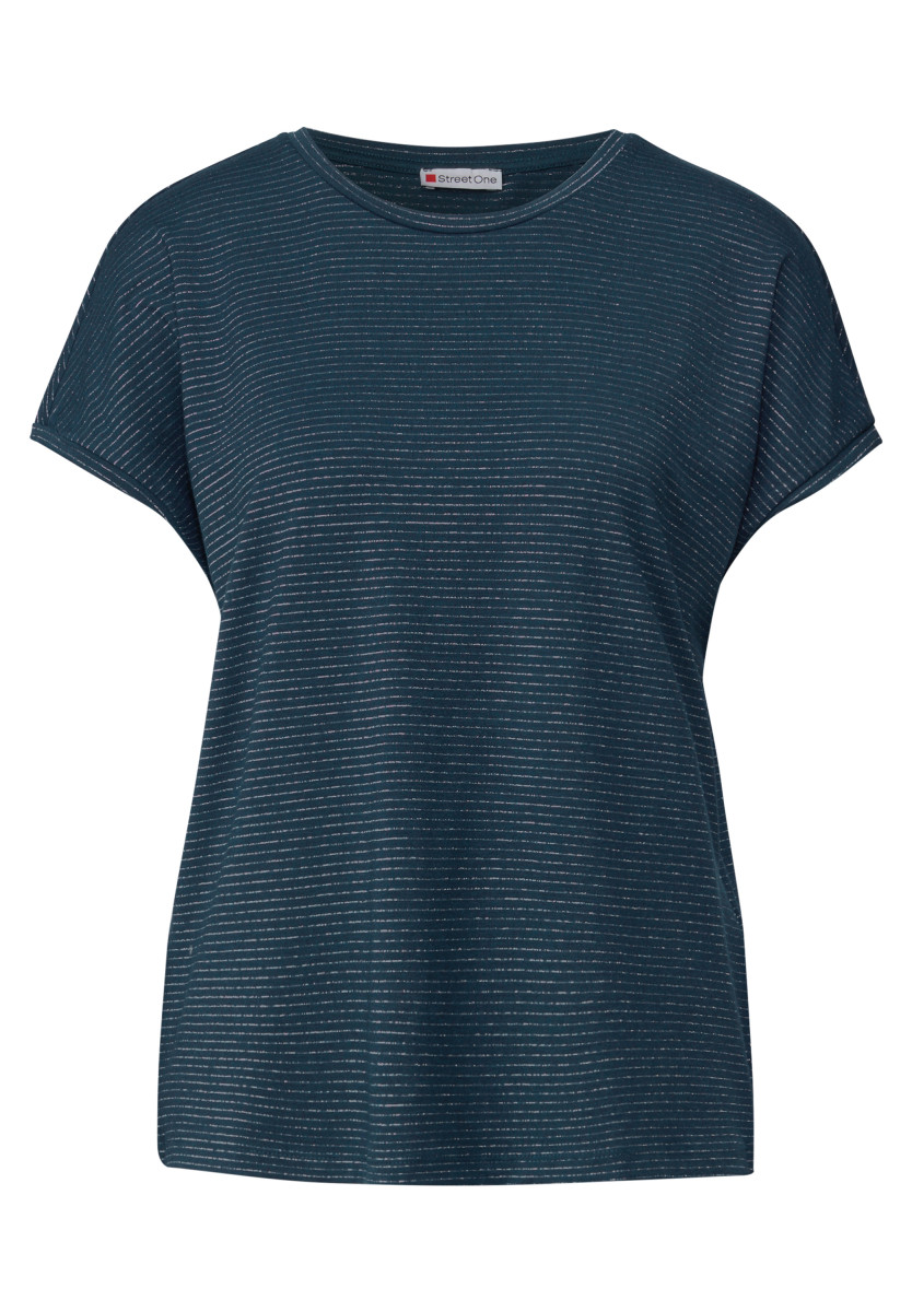 Shirt mit Glitzerstreifen dunkelblau