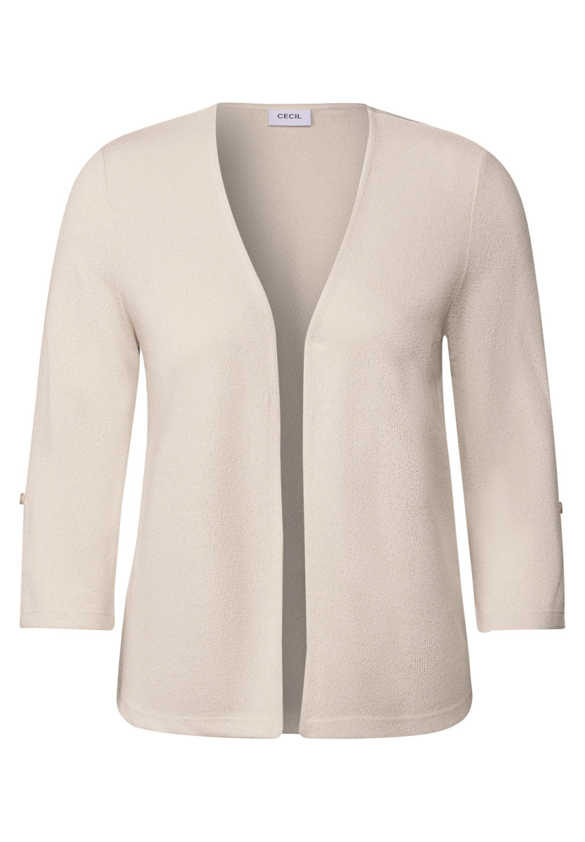 Offene Strukturjacke beige