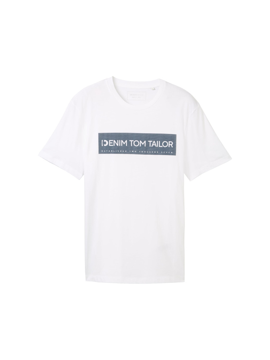 Basic T-Shirt mit Logo Print weiß