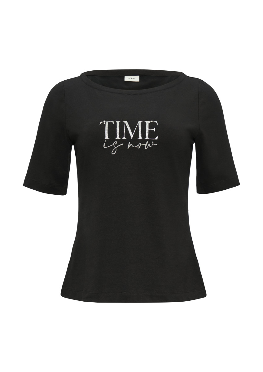 T-Shirt mit Statement Print schwarz