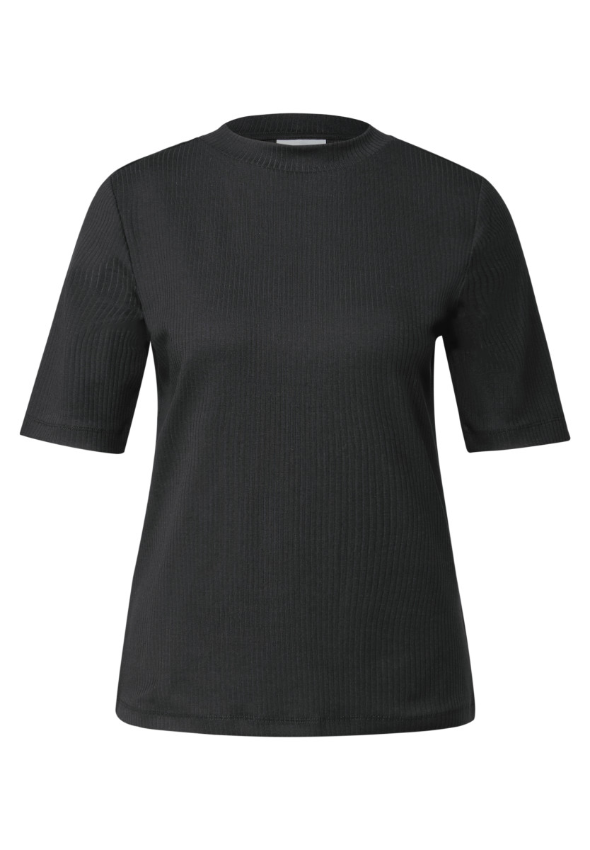 T-Shirt mit Rippstruktur schwarz
