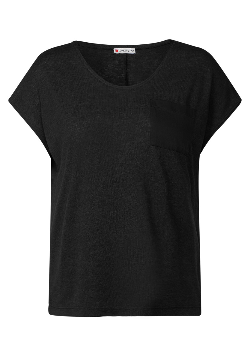Leinen-Look T-Shirt schwarz