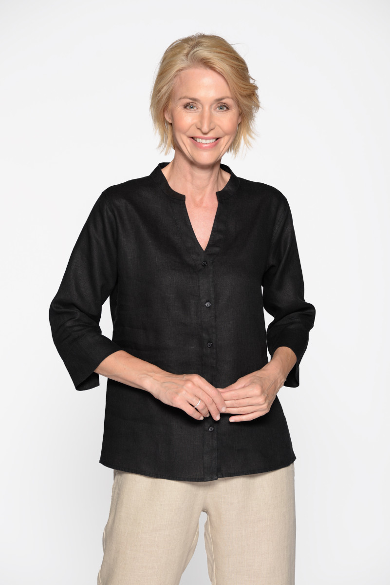 Bluse mit V-Ausschnitt schwarz