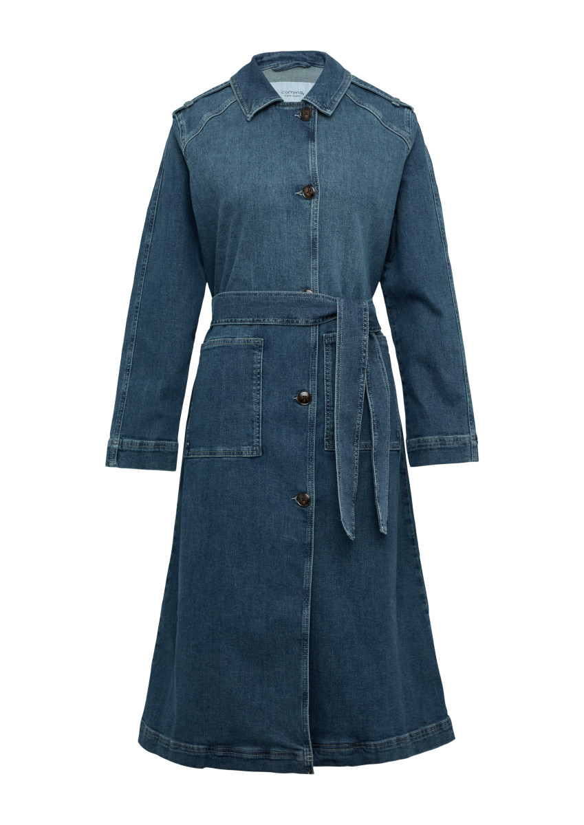 Elastischer Denim-Trenchcoat