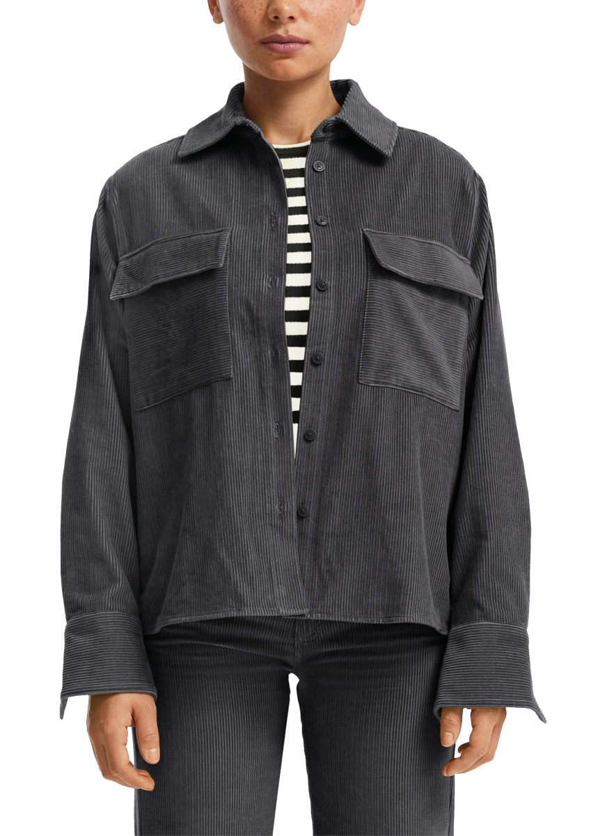 Cord-Overshirt grau
