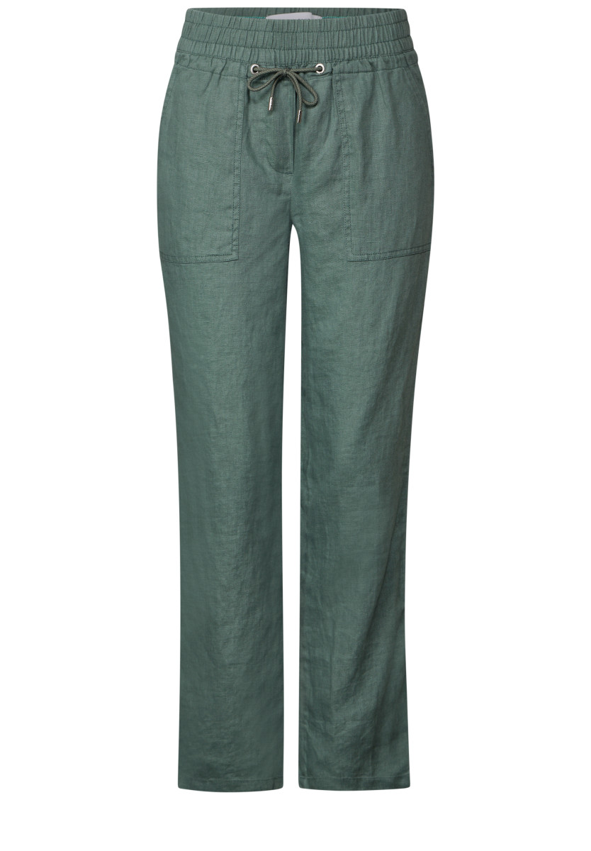 Leinenhose im Casual Fit khaki