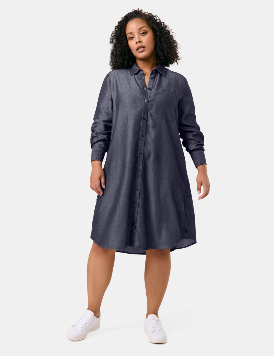 Hemdblusenkleid in schimmernder Denim-Optik