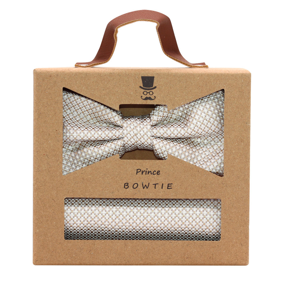 Set Fliege + Einstecktuch beige