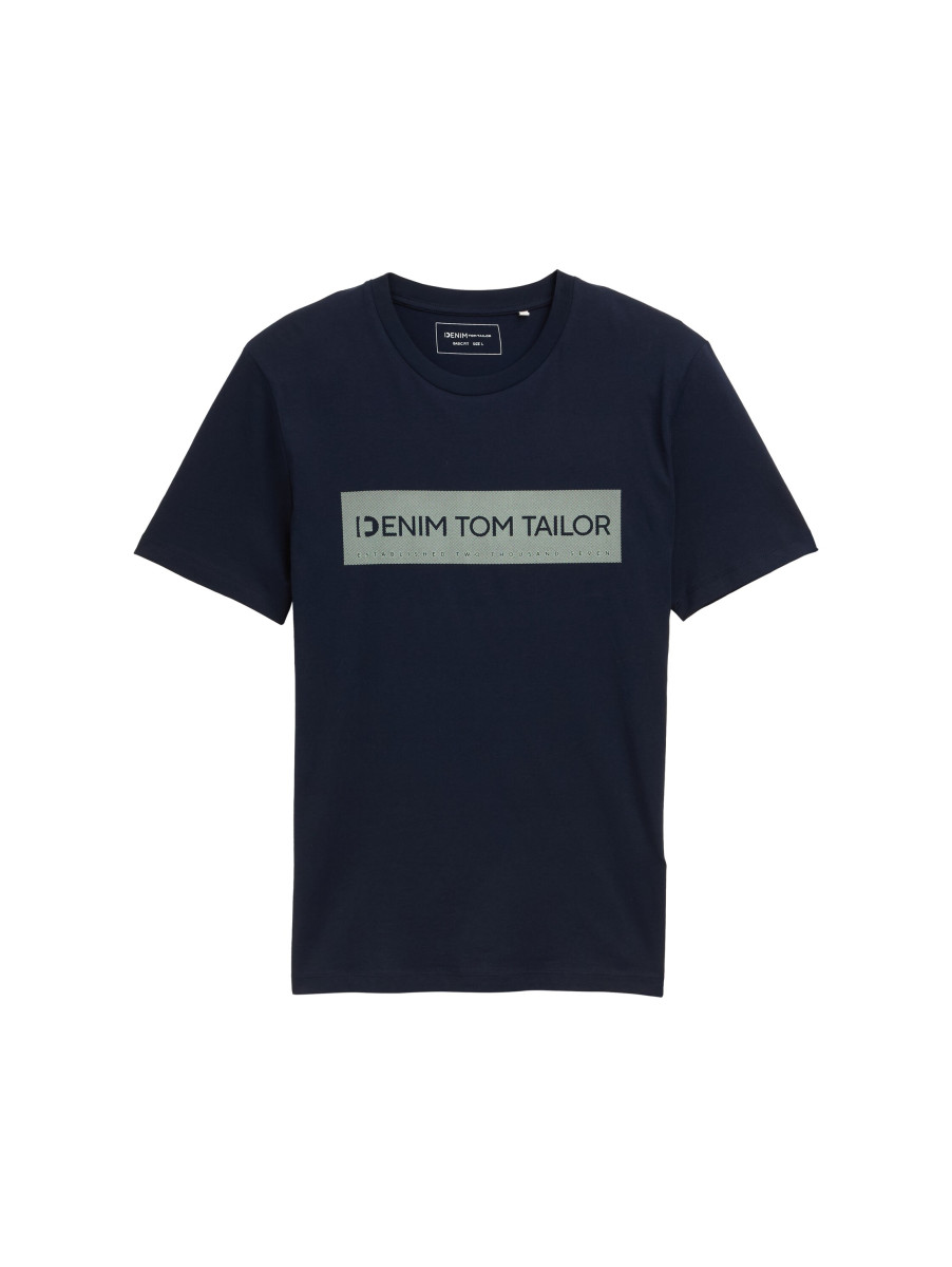 T-Shirt mit Logo Print dunkelblau