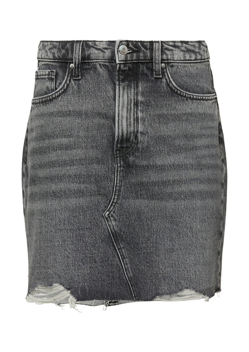 Denimrock mit offenem Saum