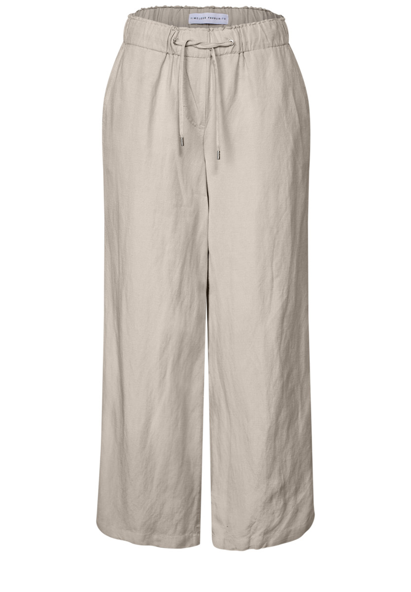 Wide Leg Hose aus Leinenmix beige
