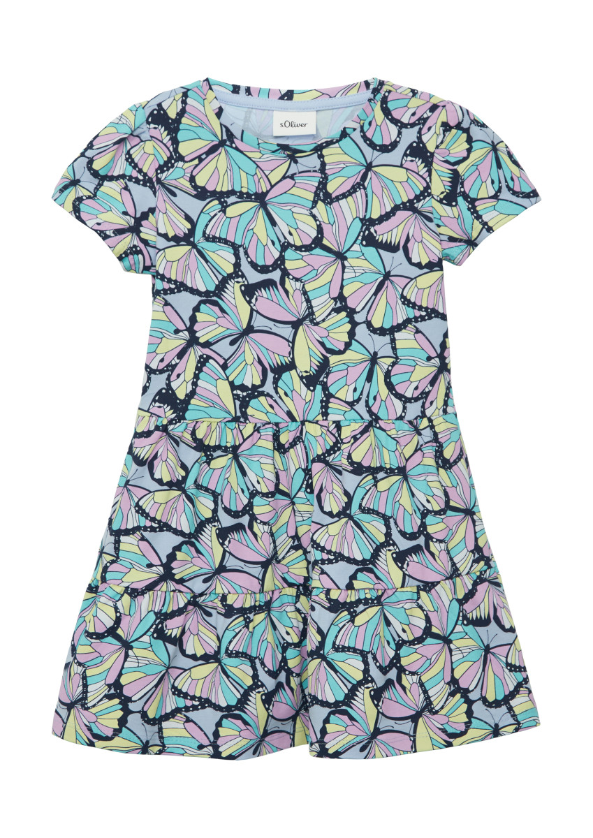 Stufenkleid mit Puffärmeln bunt