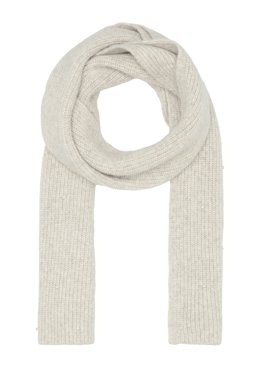 Schal mit Schmuckperlen beige