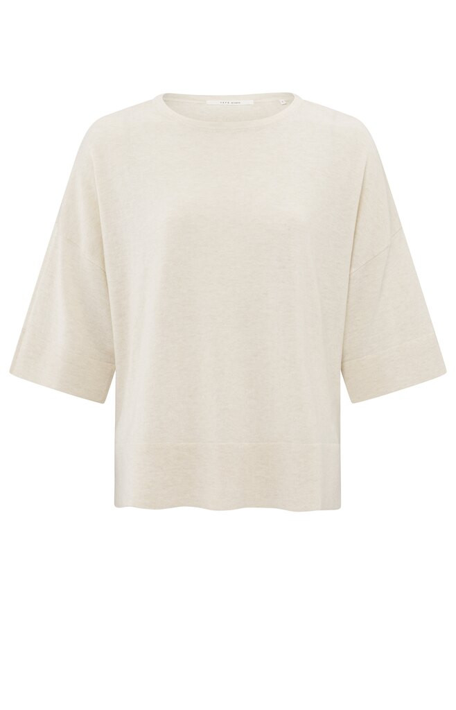 Fein gestricktes Oversize-T-Shirt creme