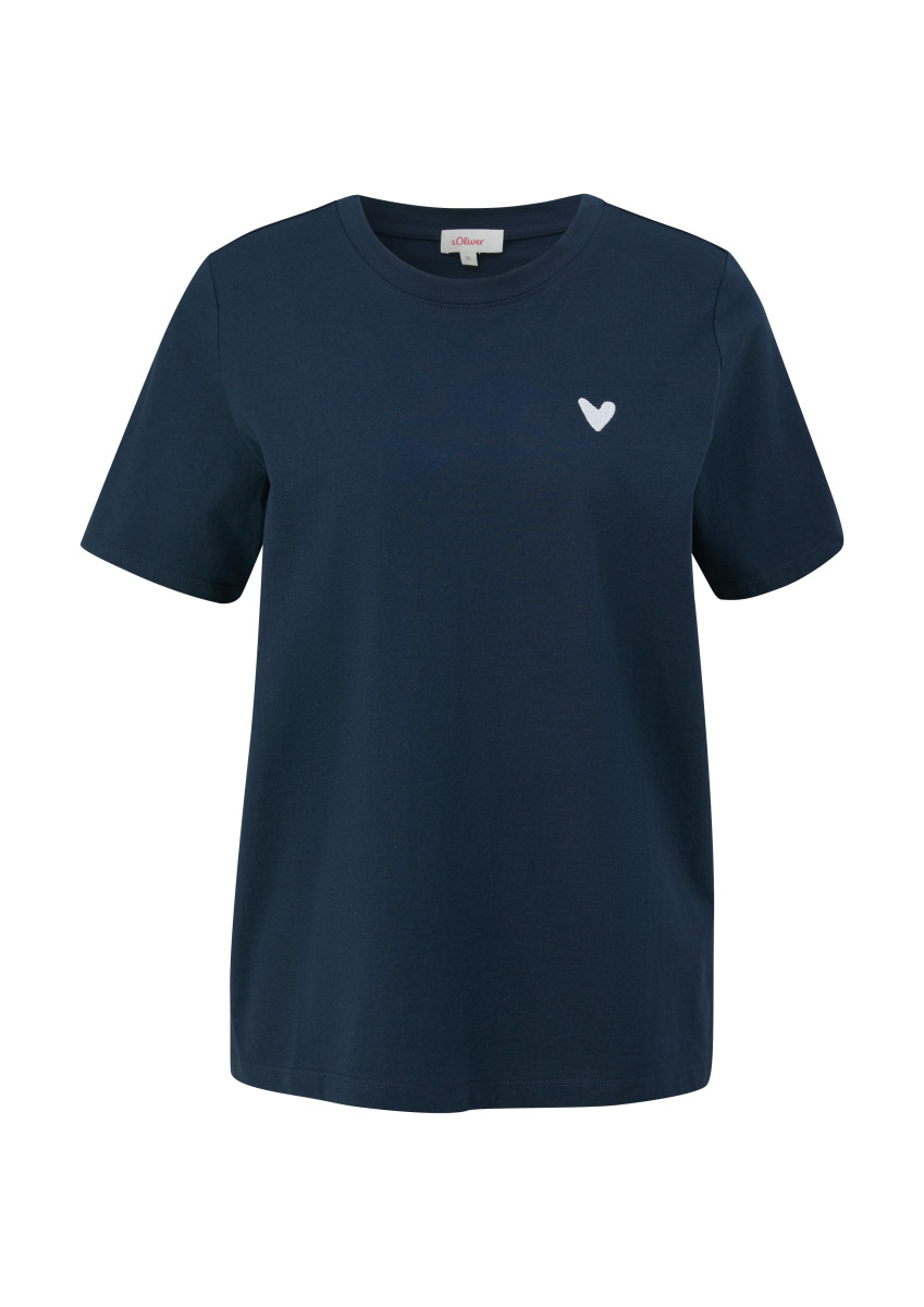 Jersey-Shirt mit Grafikprint dunkelblau