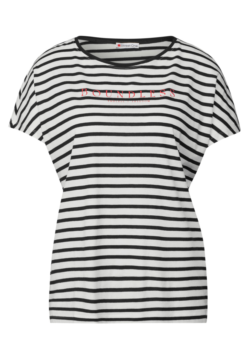 Streifenshirt mit Wording schwarz