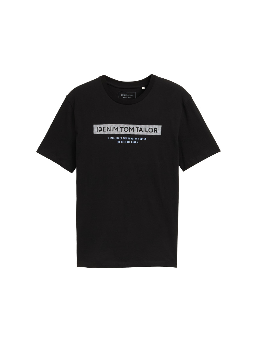 Basic T-Shirt mit Logo Print schwarz