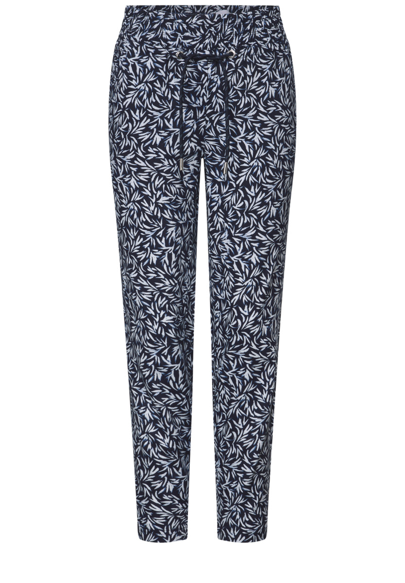 Gemusterte Loose Fit Hose dunkelblau