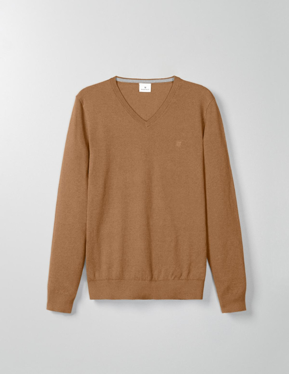 V-Pullover braun