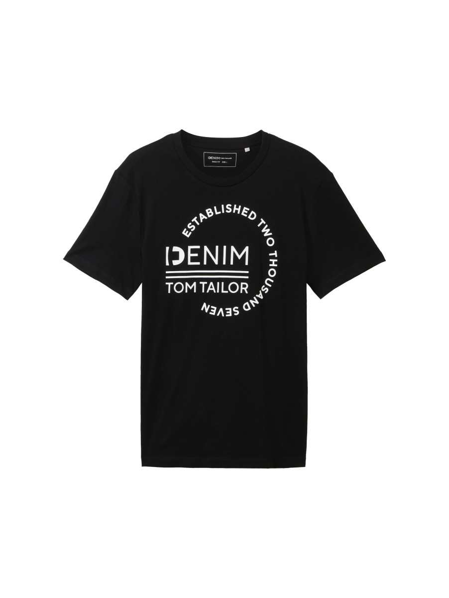 Basic T-Shirt mit Logo Print schwarz