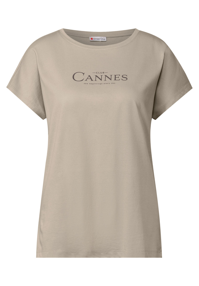 Shirt mit Folien-Wording beige