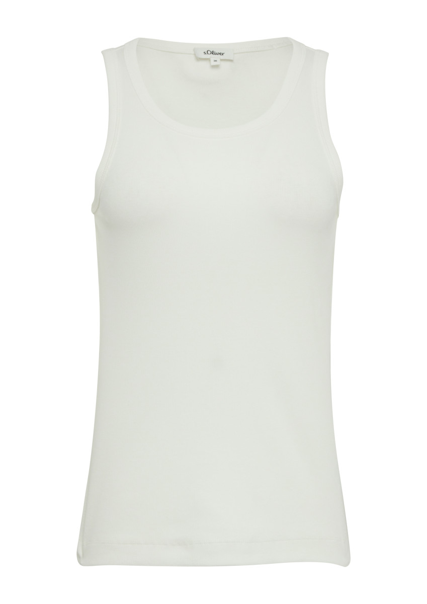 Slim-Fit-Top mit Rippstruktur weiß