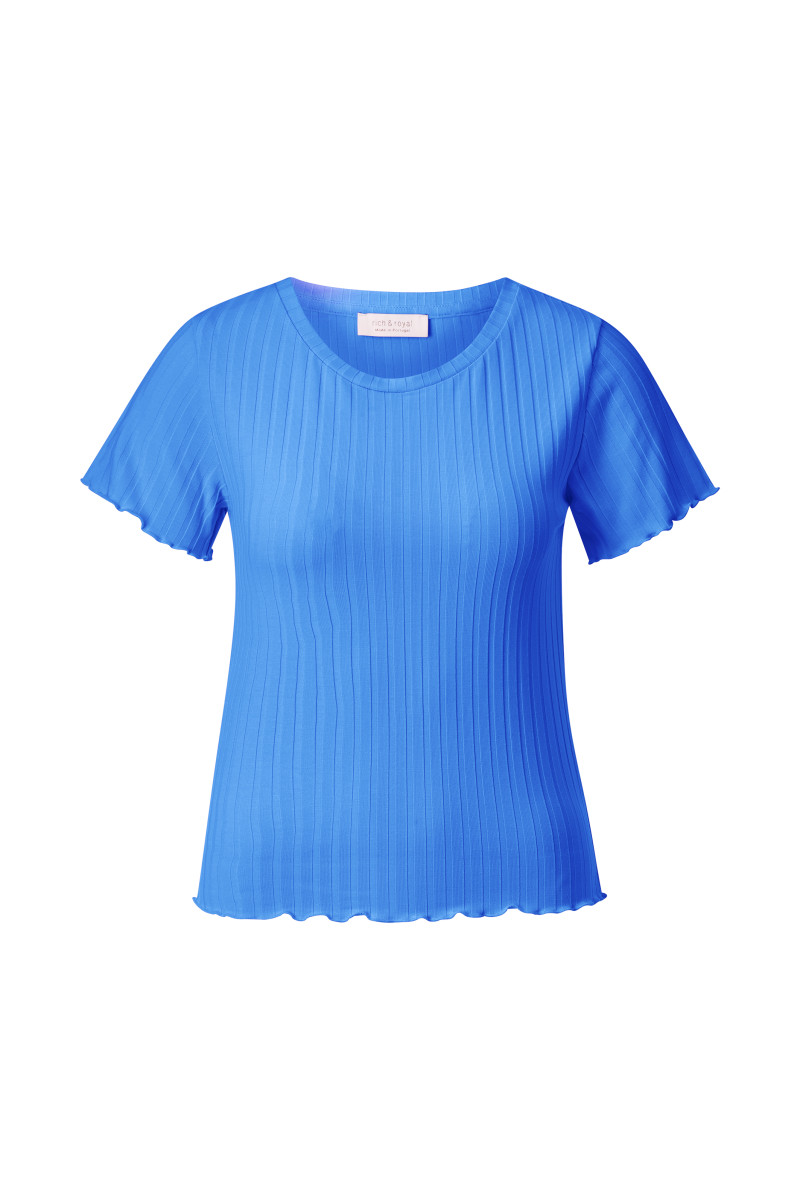 Rib T-Shirt blau