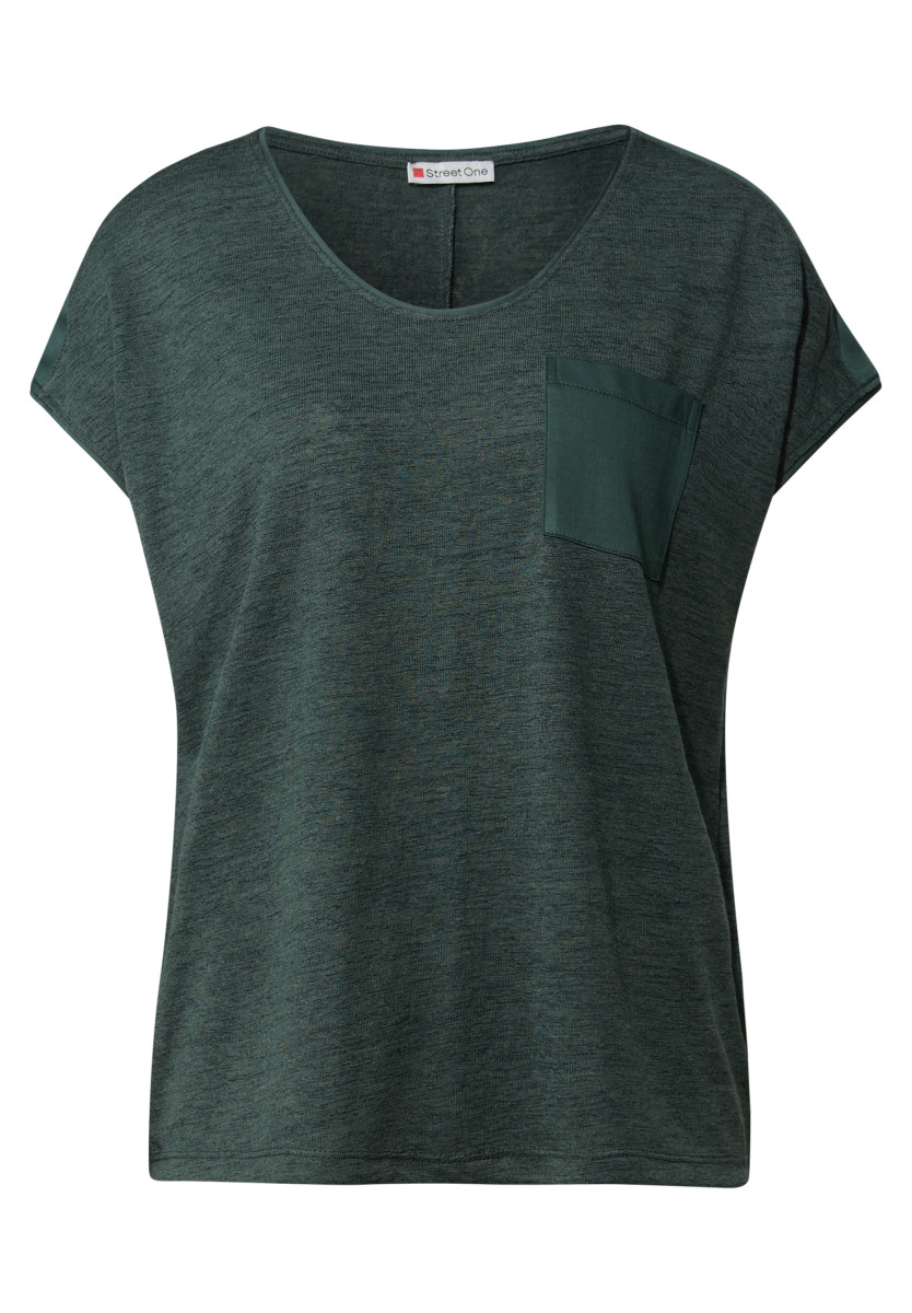 Leinen-Look T-Shirt Grün