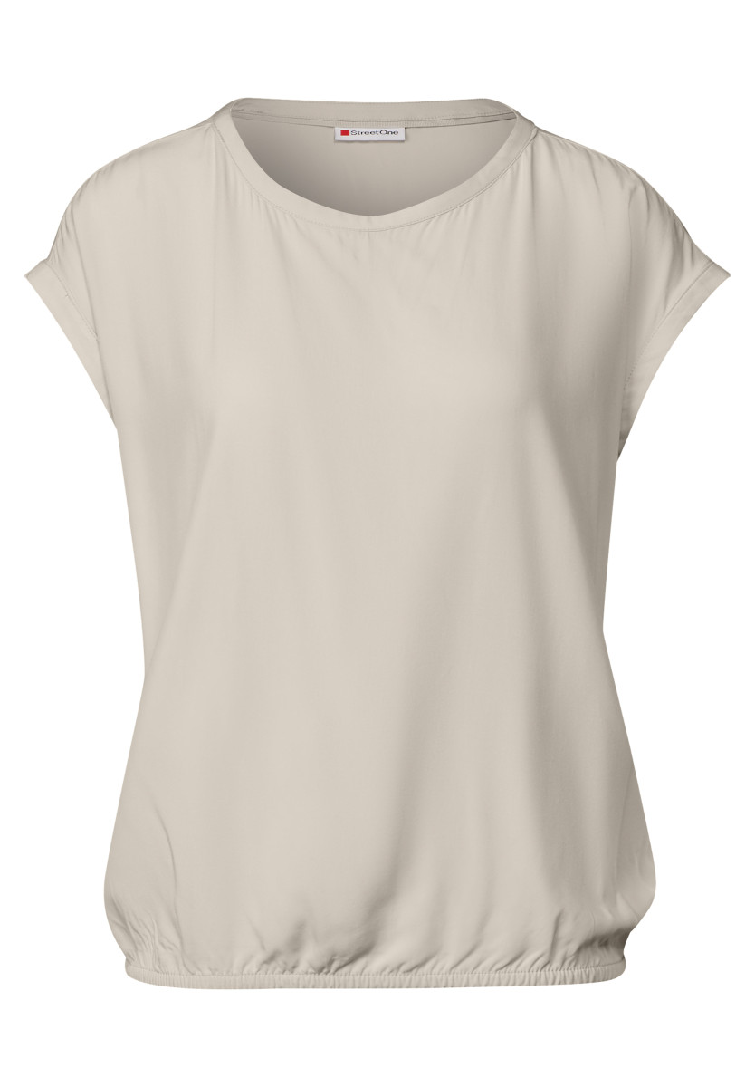 Bluse mit elastischem Saum sand