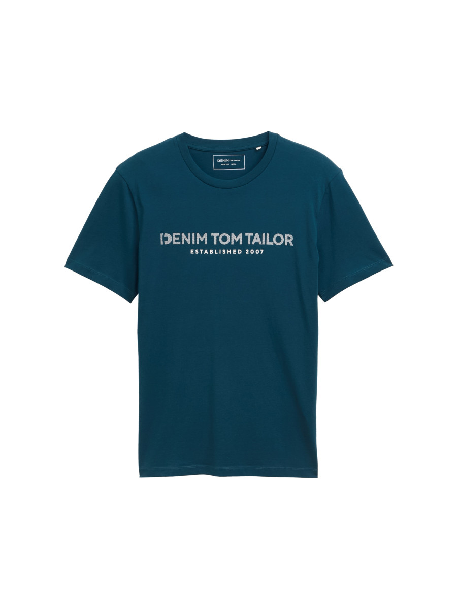 T-Shirt mit Logo Print blau