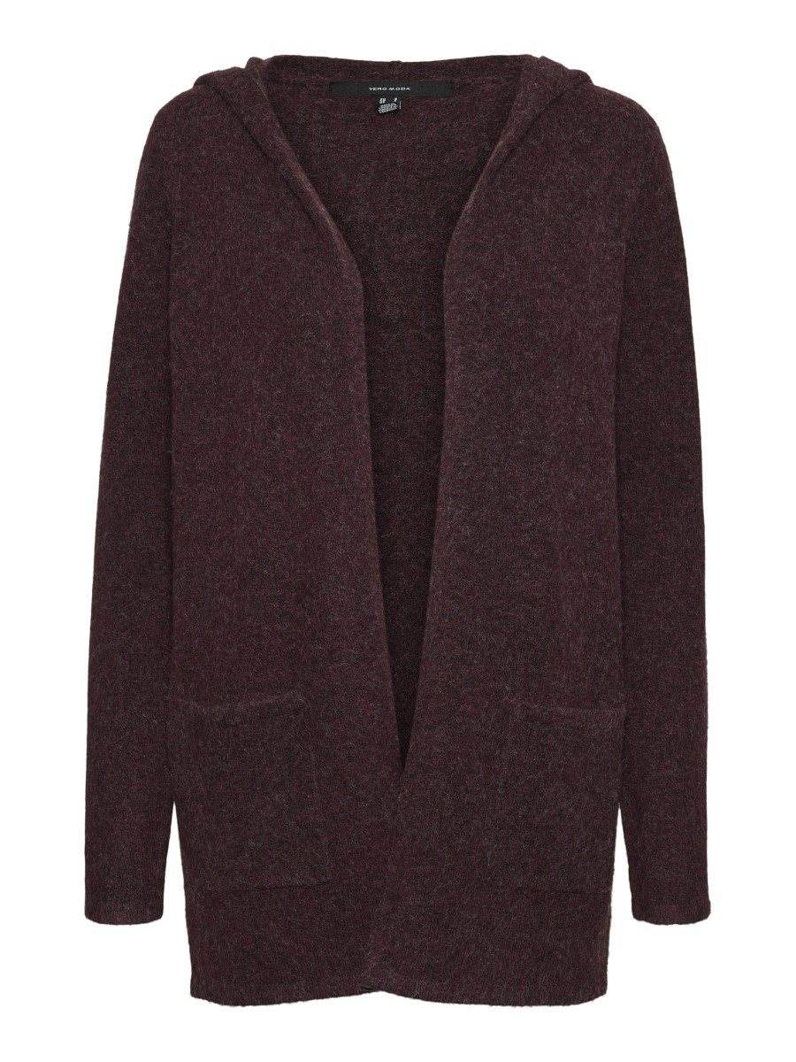 Offener Cardigan mit Kapuze dunkelrot