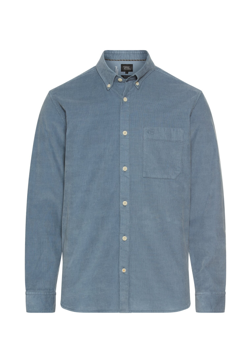 Langarmshirt mit Button-Down-Kragen blau