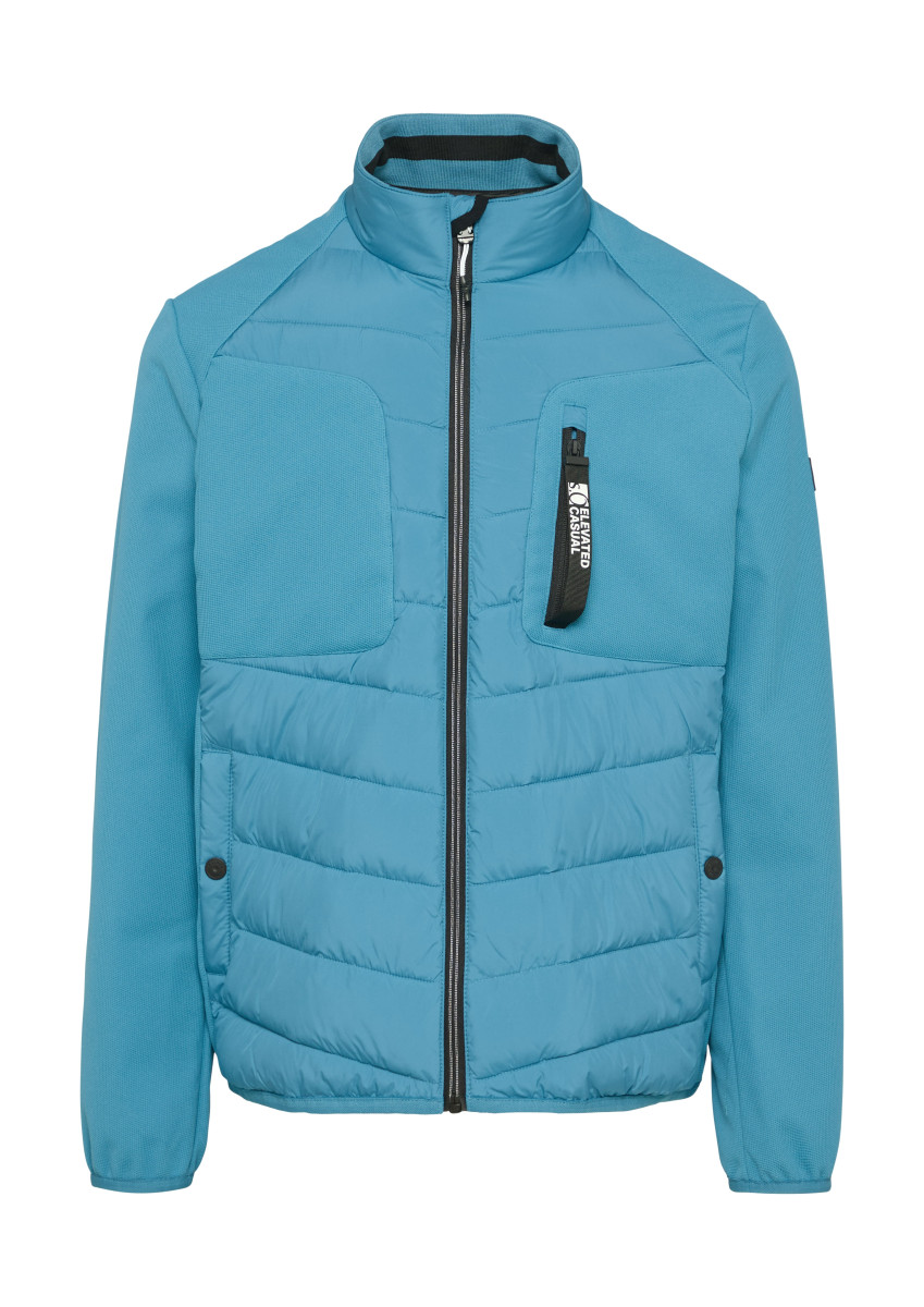 Materialmix-Jacke blau