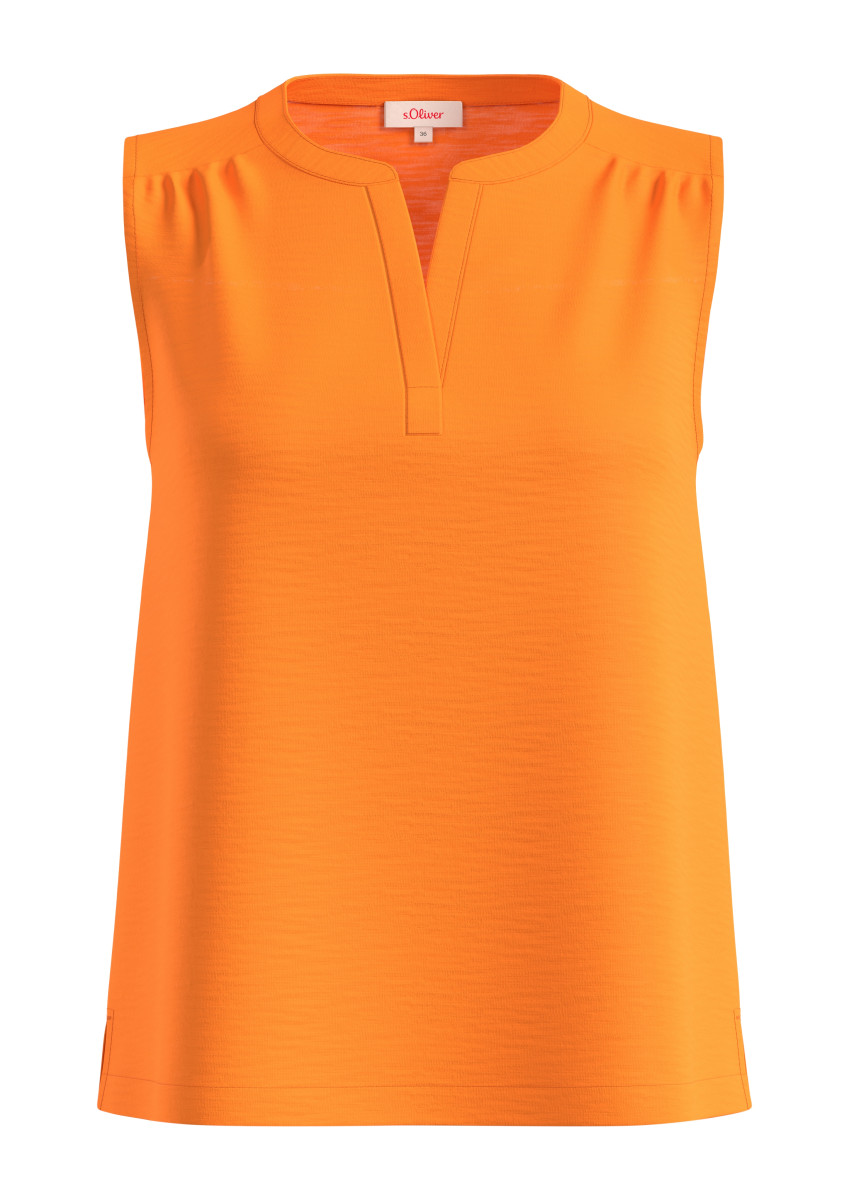 T-Shirt mit Tunika-Ausschnitt orange