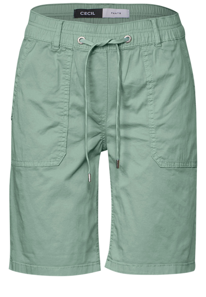 Twill Shorts im Washed-Look hellgrün