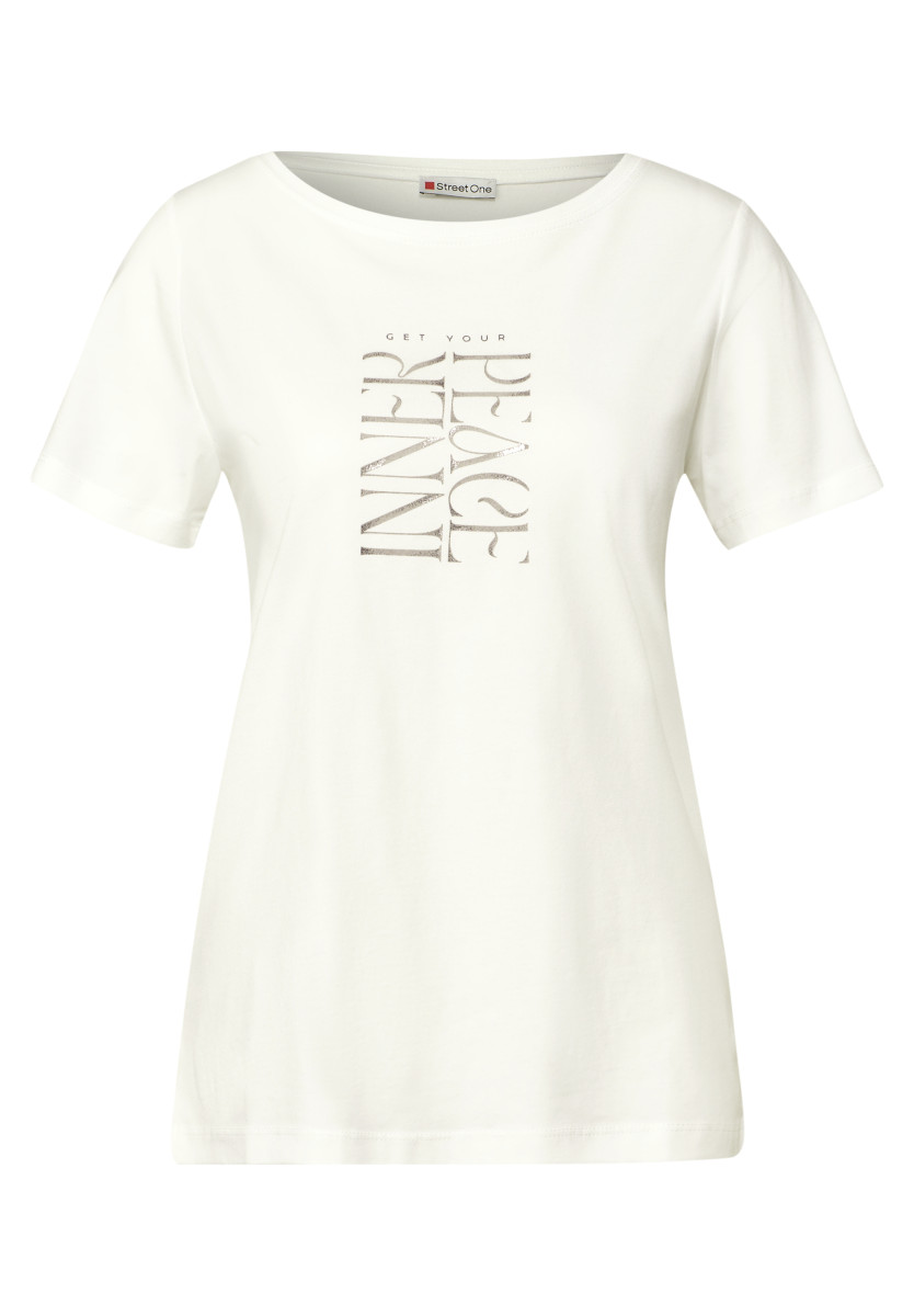T-Shirt mit Wording Print weiß
