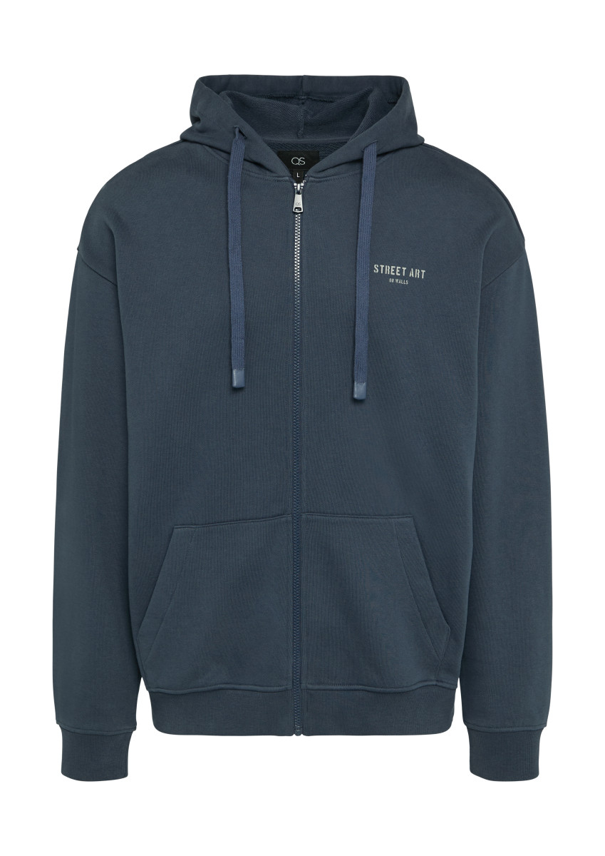 Sweathirt-Jacke mit Kapuze und Frontdruck