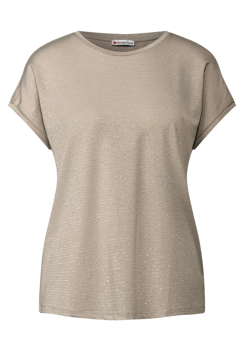 Shirt mit Glitzerstreifen hellbraun