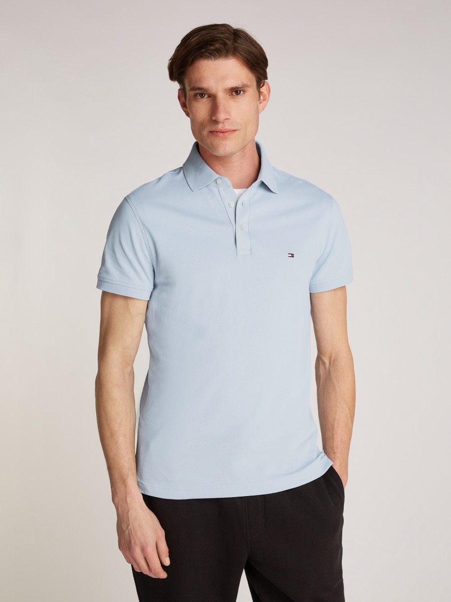 Poloshirt in Slim-Fit hellblau