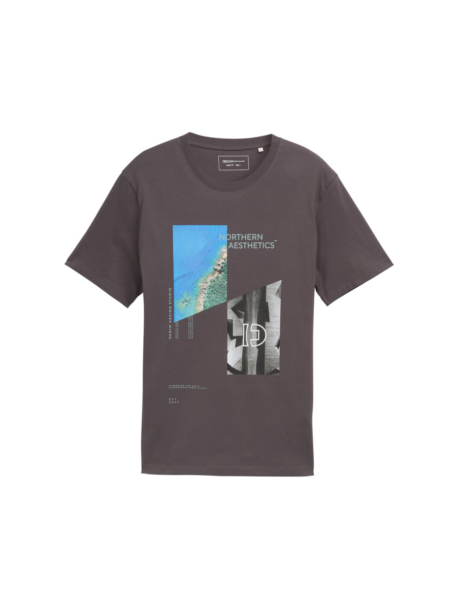 T-Shirt mit Foto-Print grau